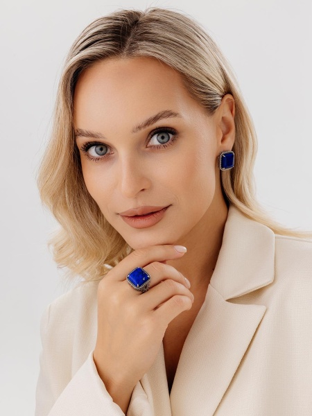 Серьги из серебра с лазуритами в ювелирном интернет-магазине