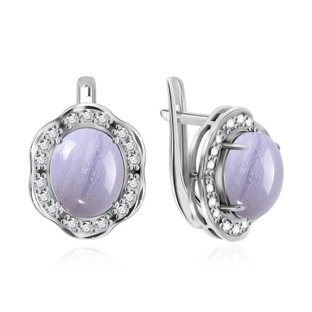 Серьги из серебра с агатами и фианитами со скидкой