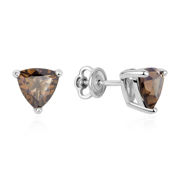 Серьги из серебра с раухтопазом