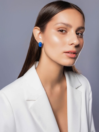 Серьги из серебра с кошачим глазом