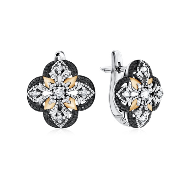 Серьги из серебра с фианитом
