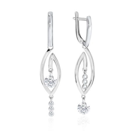 Серьги из серебра с фианитами 2340201329л от KRASNOE, металл Серебро, вставка Фианит
