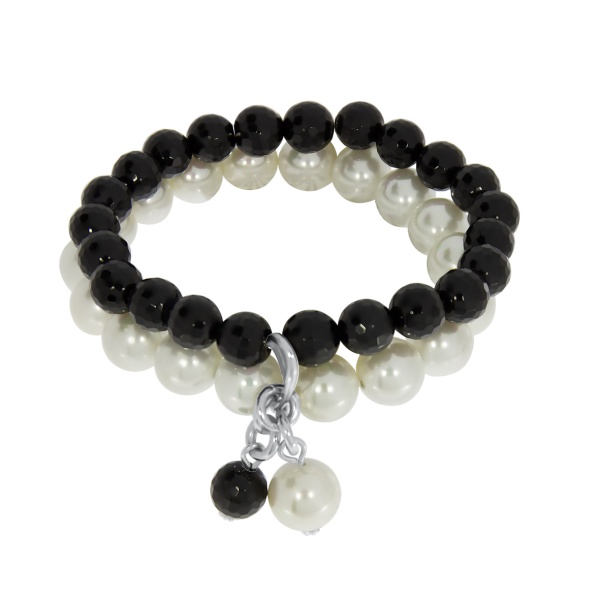 Купить браслет из серебра с жемчугами и агатами