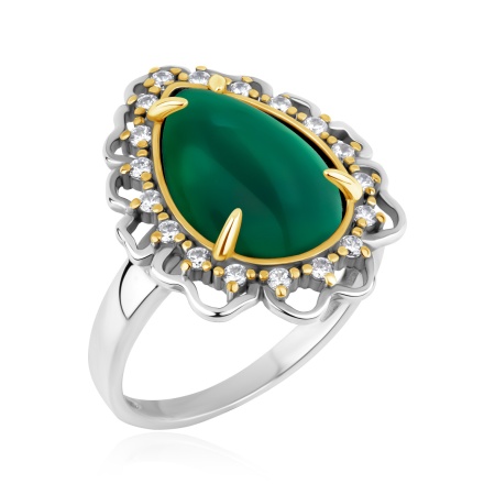 Купить кольцо из серебра с агатом и фианитами в интернет-магазине KRASNOE