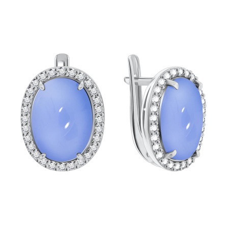 Серьги из серебра с халцедоном и фианитами 2340600253-70 от KRASNOE, металл Серебро, вставка Халцедон