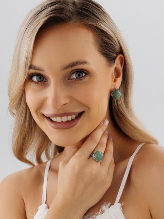 Купить кольцо из серебра с авантюрином в интернет-магазине KRASNOE