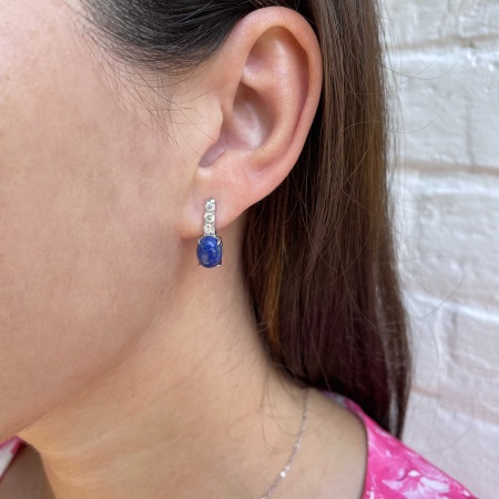Серьги из серебра с лазуритами и фианитами 2340470364 от KRASNOE, металл Серебро, вставка Лазурит