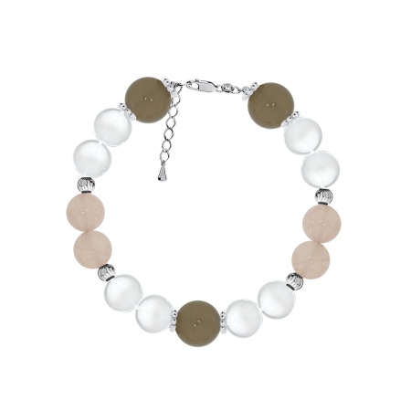 Купить браслет из серебра с агатами, кварцем и хрусталём