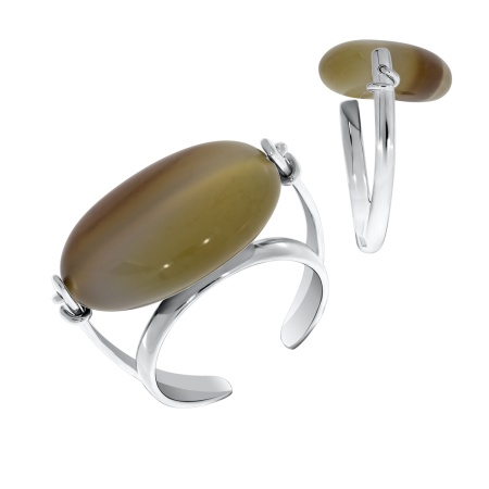 Купить кольцо из серебра с агатом в интернет-магазине KRASNOE