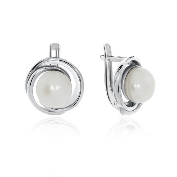 Серьги из серебра с жемчугами