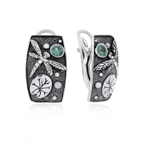 Серьги из серебра с ситаллами 2310881767-78 от KRASNOE, металл Серебро, вставка Ситалл
