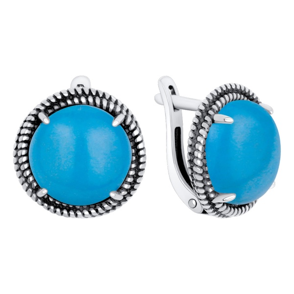 Серьги из серебра с бирюзой 2310Б25747 от KRASNOE, металл Серебро, вставка Бирюза i