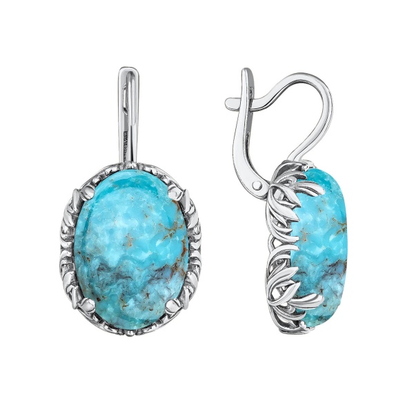 Серьги из серебра с бирюзой со скидкой