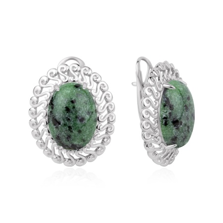 Серьги из серебра с цоизитом