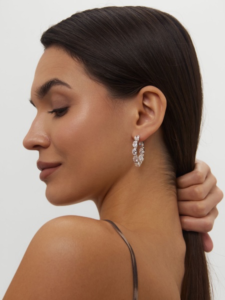 Серьги из серебра с фианитами