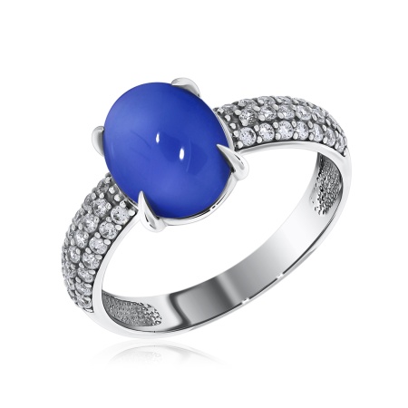 Купить кольцо из серебра с халцедоном и фианитами в интернет-магазине KRASNOE Купить кольцо из серебра с халцедоном и фианитами в интернет-магазине KRASNOE