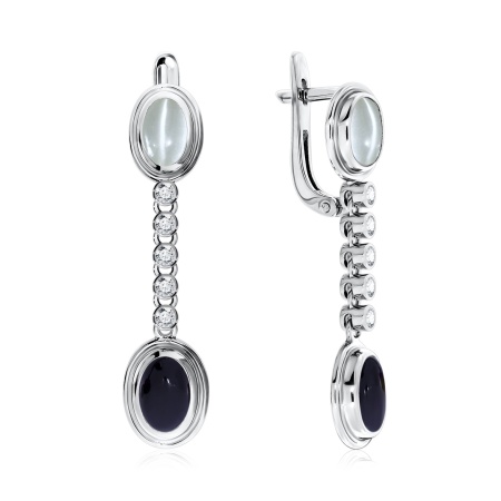 Серьги из серебра с агатами и кошачий глазами 2340870377л-АК1 от KRASNOE, металл Серебро, вставка Агат