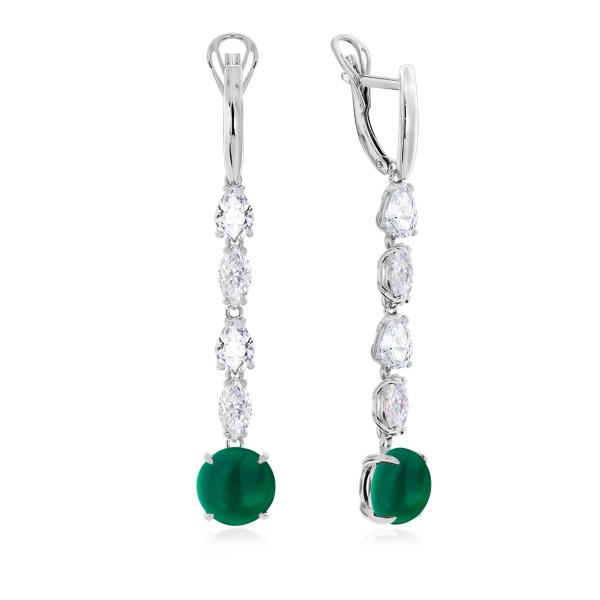 Серьги из серебра с агатами и фианитами со скидкой