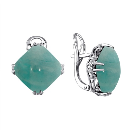 Серьги из серебра с амазонитами 2340371861 от KRASNOE, металл Серебро, вставка Амазонит