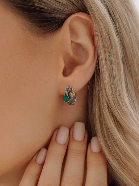 Серьги из серебра с агатом