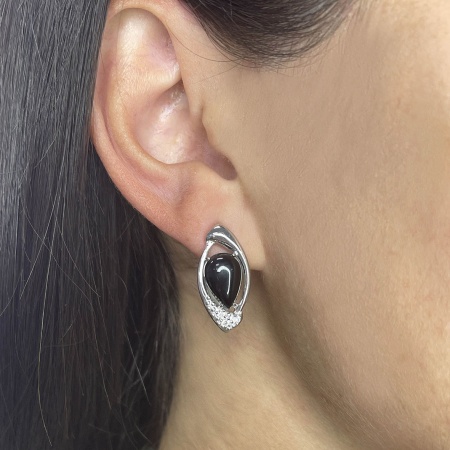 Серьги из серебра с агатами и фианитами 2340392364-20 от KRASNOE, металл Серебро, вставка Агат