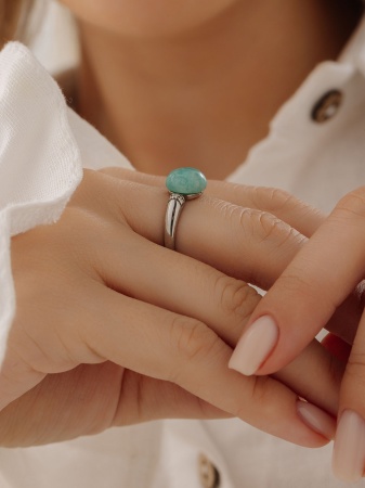 Купить кольцо из серебра с амазонитом в интернет-магазине KRASNOE