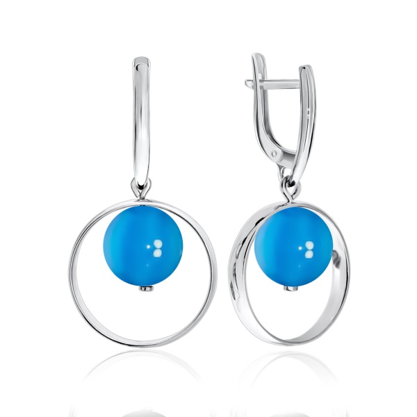 Серьги из серебра с агатами
