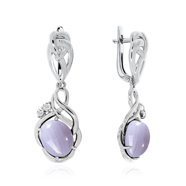 Серьги из серебра с агатами и фианитами 2340390947-84 от KRASNOE, металл Серебро, вставка Агат