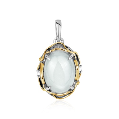 Купить подвеска из серебра с лунным камнем и фианитами