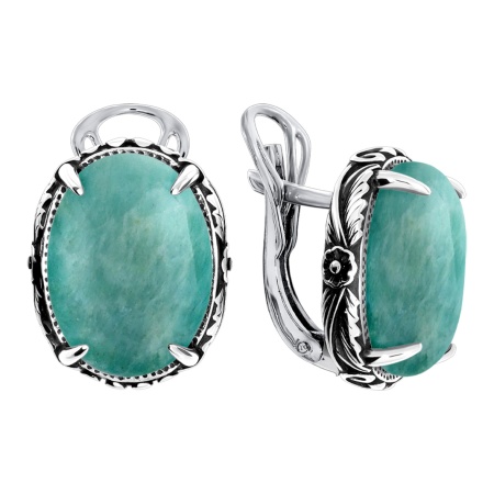 Серьги из серебра  2310375714 от KRASNOE, металл Серебро, вставка Амазонит