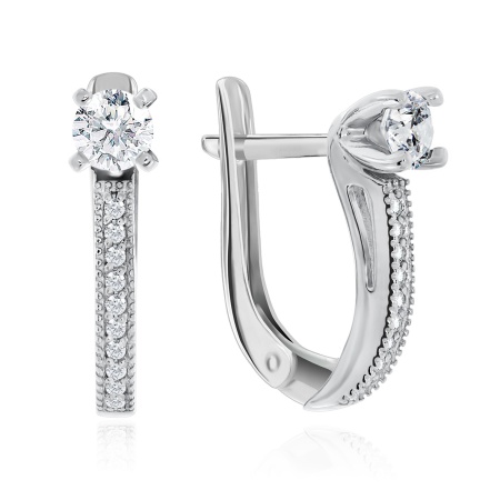 Серьги из серебра с фианитами со скидкой