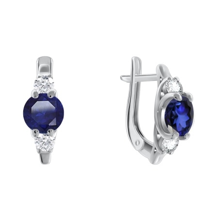 Серьги из серебра с ситаллами и фианитами 2340880260-81 от KRASNOE, металл Серебро, вставка Ситалл