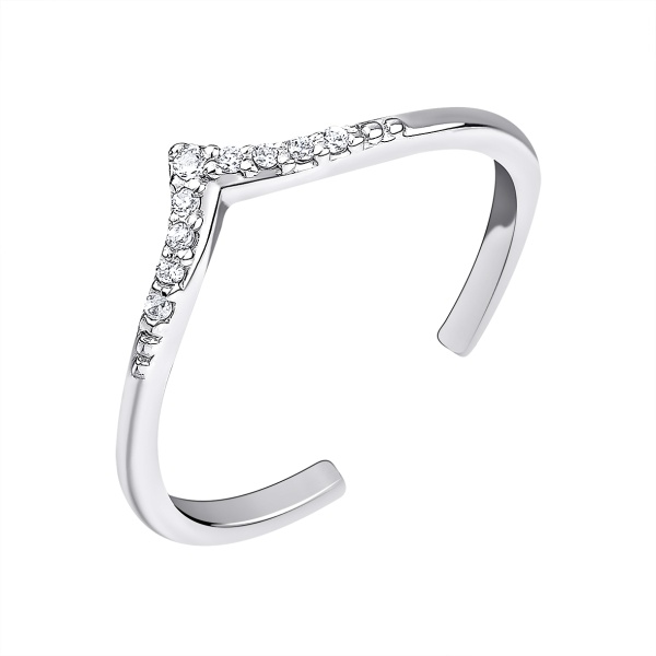 Кольцо из серебра с фианитами со скидкой