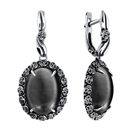 Серьги из серебра с кошачий глазами 2310265173-21 от KRASNOE, металл Серебро, вставка Кошачий глаз