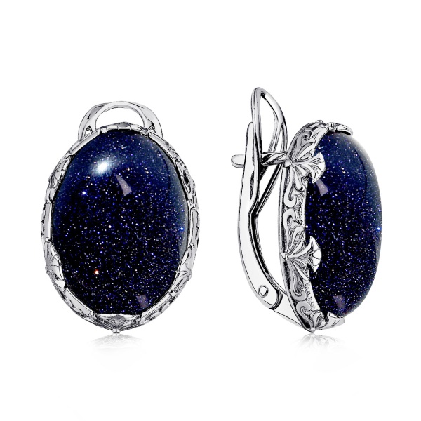 Серьги из серебра с авантюрином со скидкой