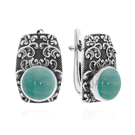 Серьги из серебра с амазонитами 2310371366-1 от KRASNOE, металл Серебро, вставка Амазонит