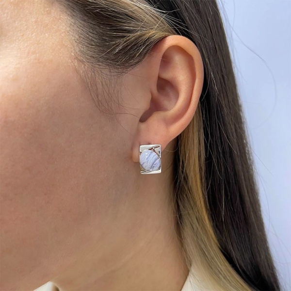 Серьги из серебра с агатами 2340391395-84 от KRASNOE, металл Серебро, вставка Агат