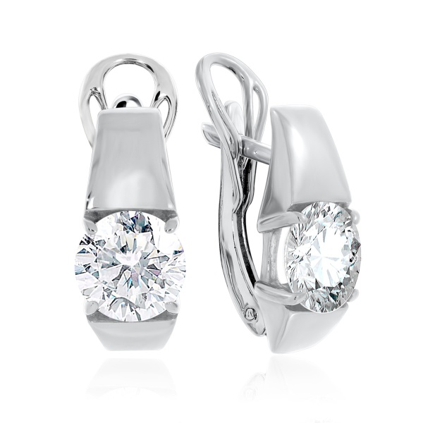 Серьги из серебра с фианитами