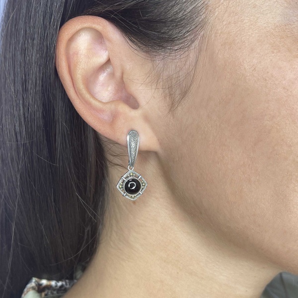 Серьги из серебра с агатами 2317392404-20 от KRASNOE, металл Серебро, вставка Агат