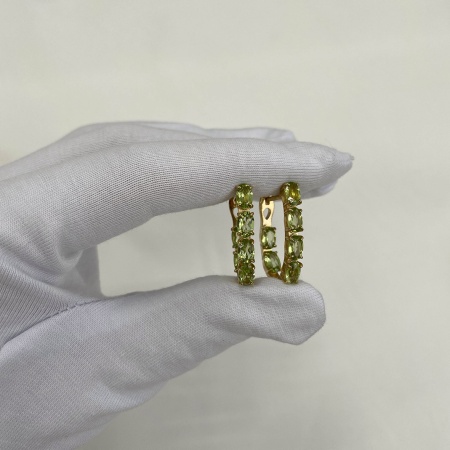 Серьги из серебра с хризолитами