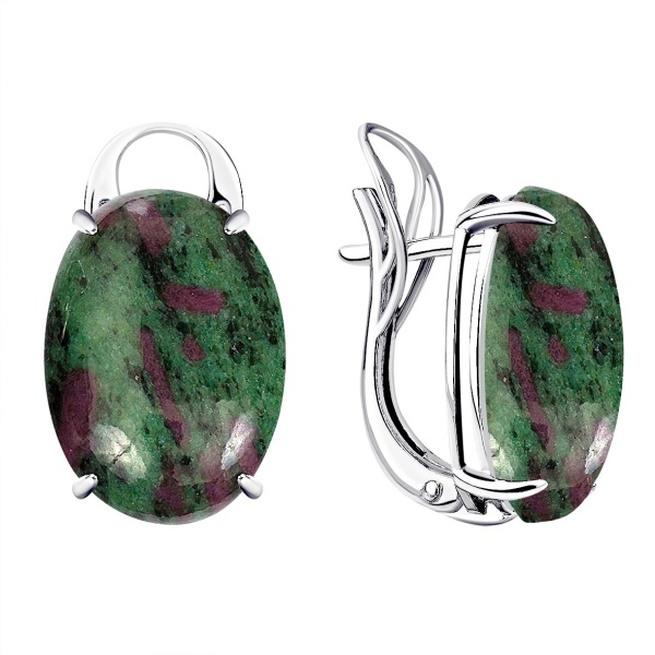 Серьги из серебра с цоизитами