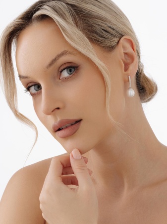 Серьги из серебра с жемчугом 2340240821 от KRASNOE, металл Серебро, вставка Жемчуг Имитация