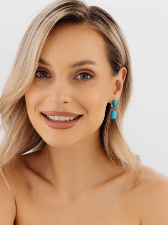 Серьги из серебра с бирюзой (имитация из природного материала)