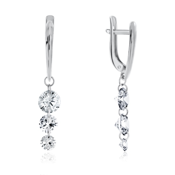 Серьги из серебра с фианитами 2340200617 от KRASNOE, металл Серебро, вставка Фианит