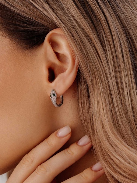 Серьги из серебра с фианитами