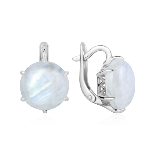 Серьги из серебра с лунным камнем