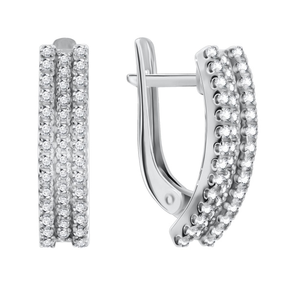 Серьги из серебра с фианитами 2340200165 от KRASNOE, металл Серебро, вставка Фианит