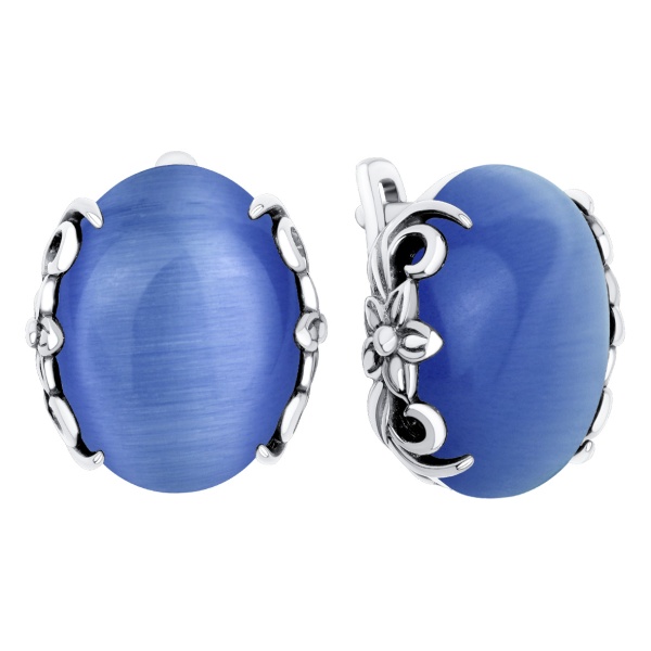 Серьги из серебра с кошачим глазом