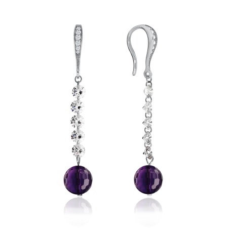Серьги из серебра с аметист 2340060611 от KRASNOE, металл Серебро, вставка Аметист