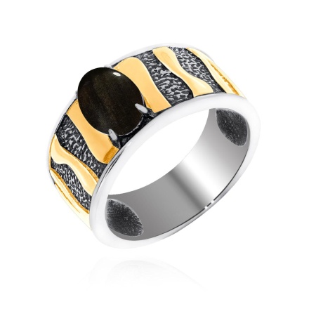 Купить кольцо из серебра с обсидианом в интернет-магазине KRASNOE